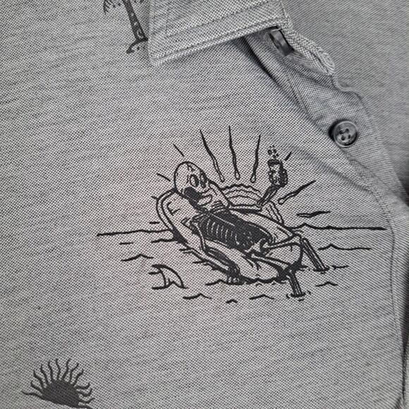Travis Mathew Polo Shirt Mens Large Palm Tree Skeleton Embroidered Print Golf - Picture 4 of 11